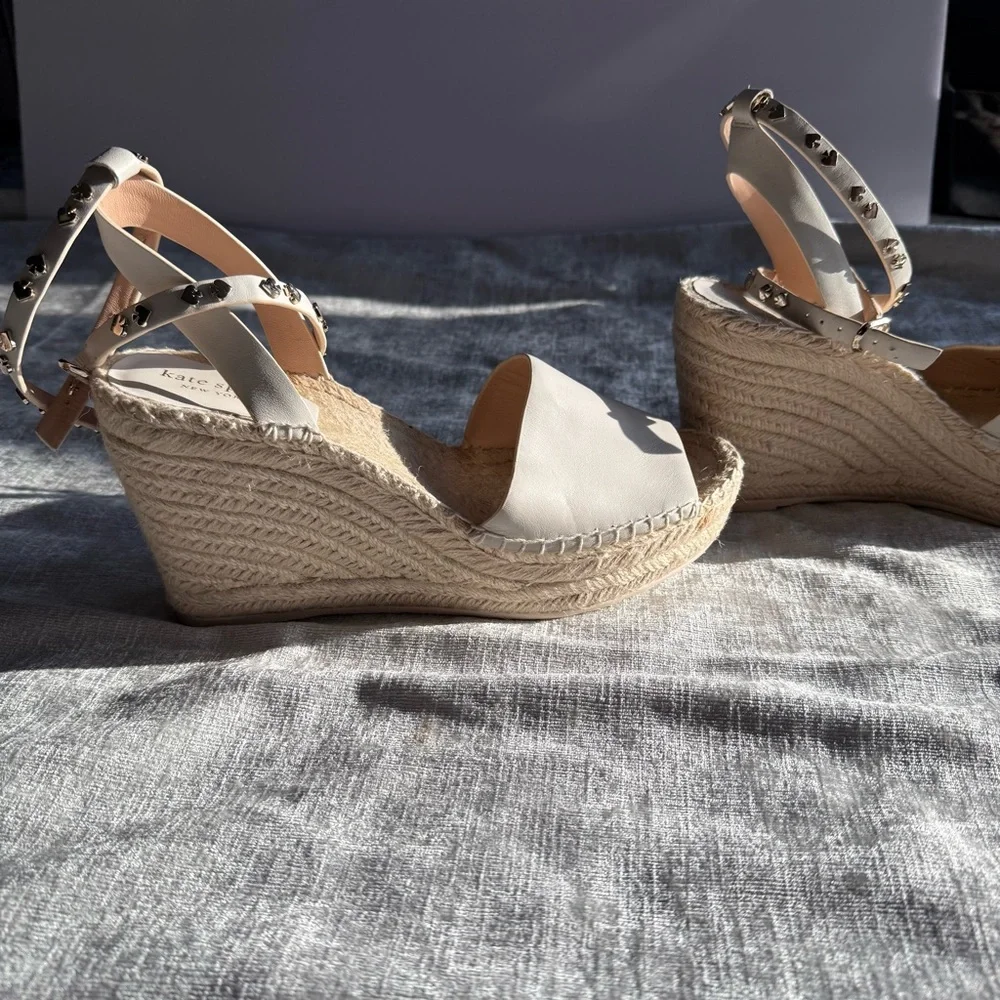 Kate Spade Cream Espadrille Shoes with Suede Finish (9.5)